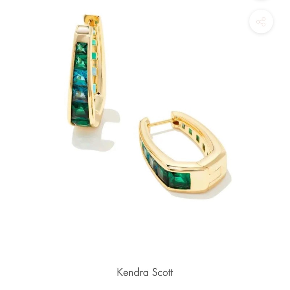 Kendra Scott Emerald Hoop Earrings New in Bag